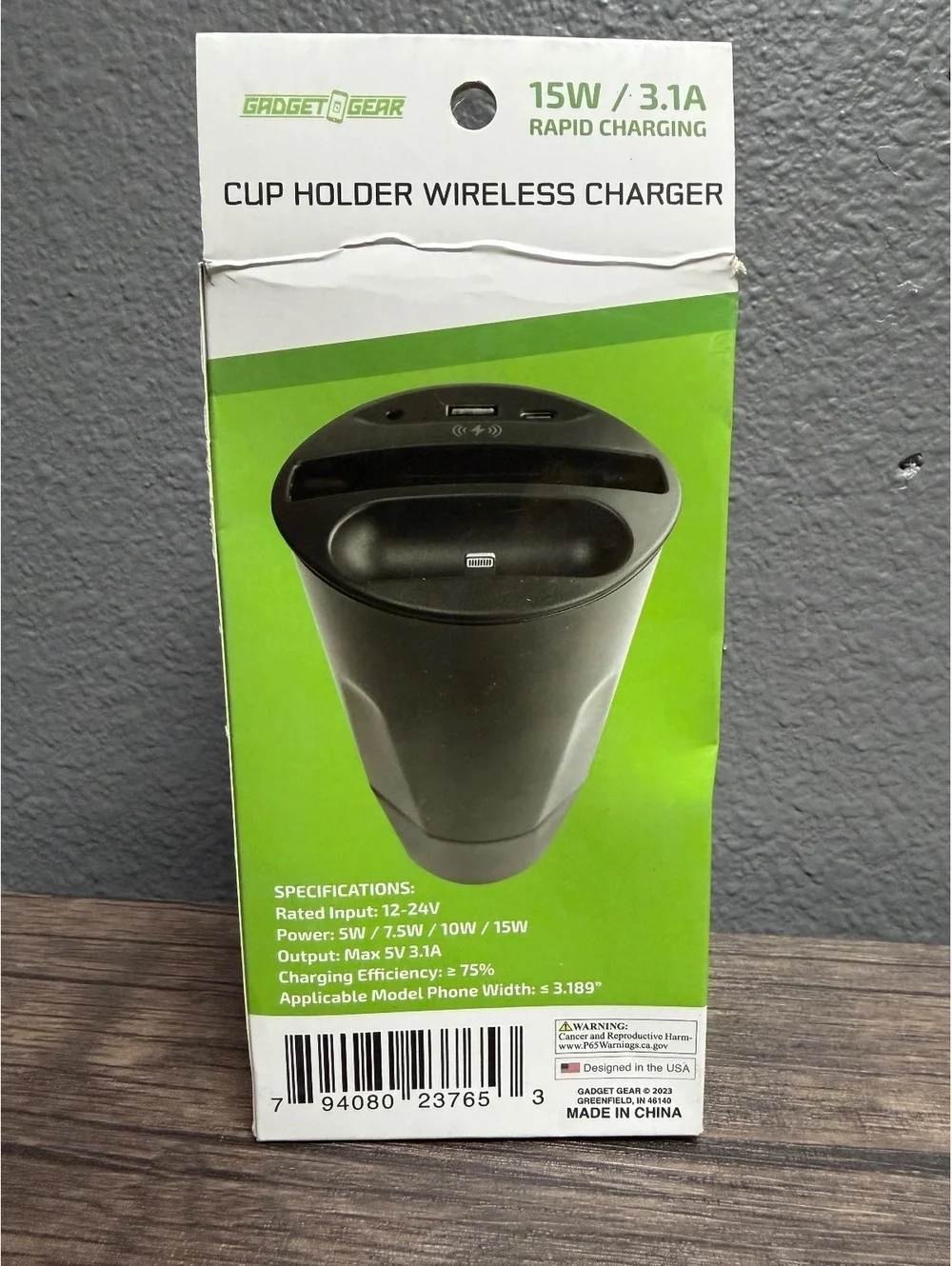 Gadget To Gear Car Cup Holder Wireless Charger 15W Rapid Charging Dock 4in1 New